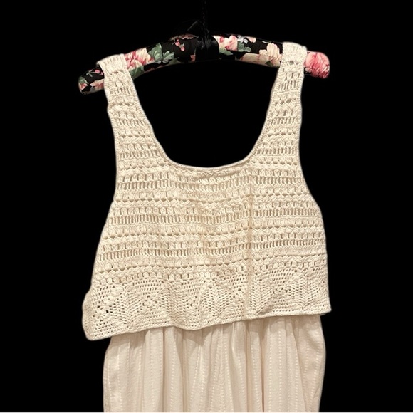 Lucky Brand M Ivory Crochet Wide Leg Jumpsuit Boho Summer - Picture 5 of 10